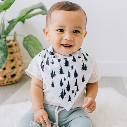 Pine tree bandana bib, baby bib, teething accessories, triangle bibs, bamboo baby bib