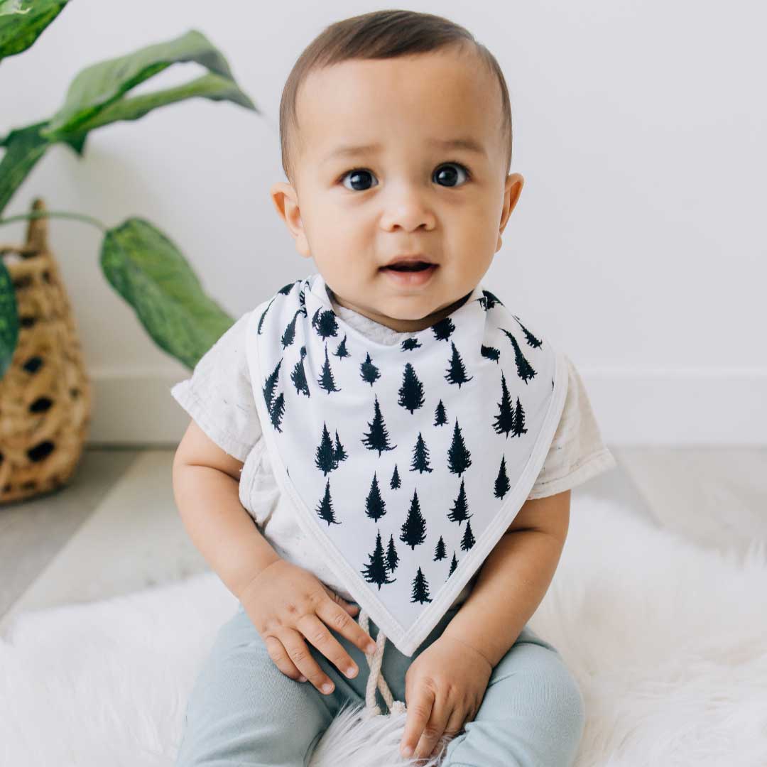 Pine tree bandana bib, baby bib, teething accessories, triangle bibs, bamboo baby bib