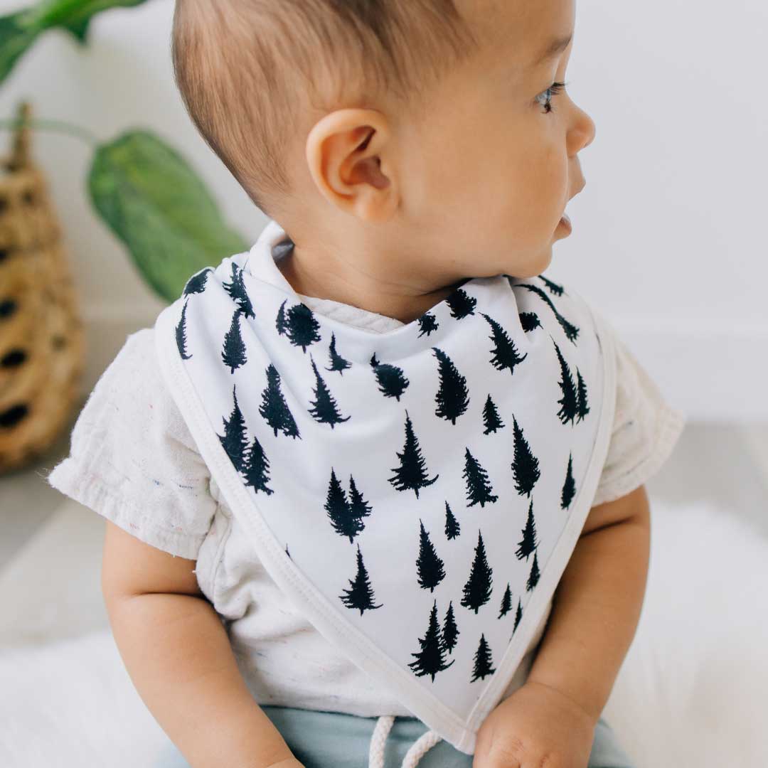 Pine tree bandana bib, baby bib, teething accessories, triangle bibs, bamboo baby bib