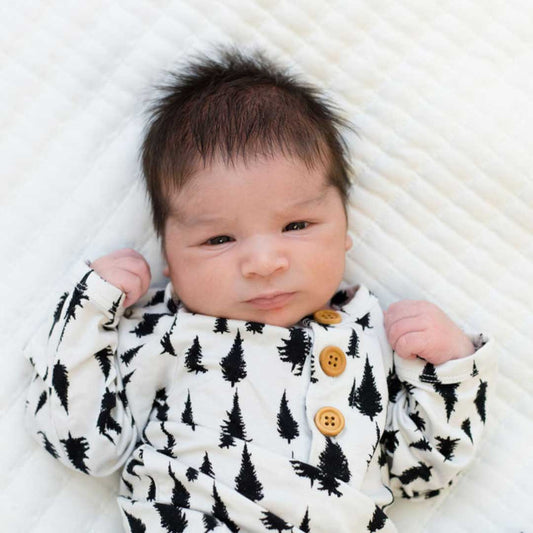 Knotted Baby Gown | Monochrome Pine Tree