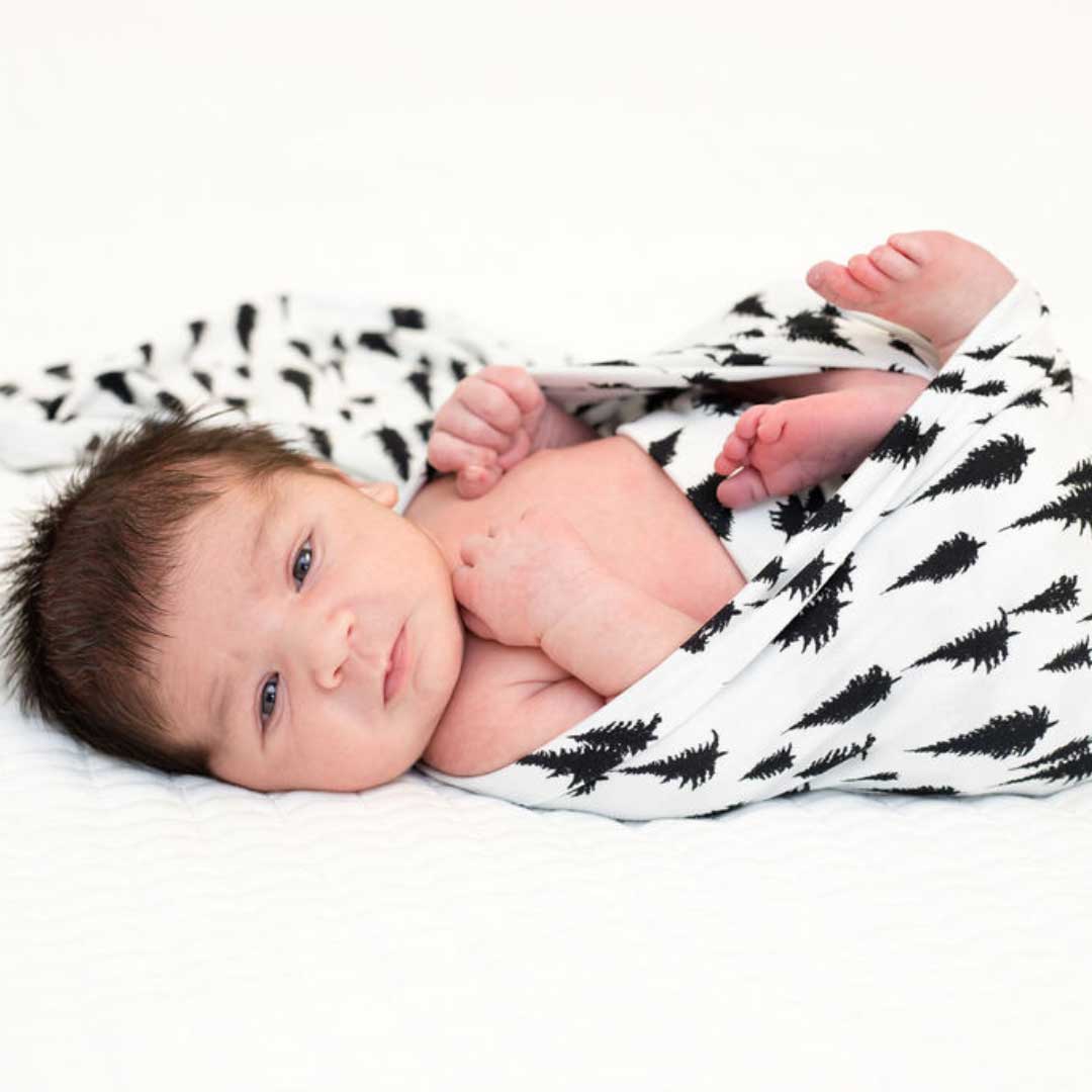 Stretchy Swaddle Blanket - Monochrome Pine Tree