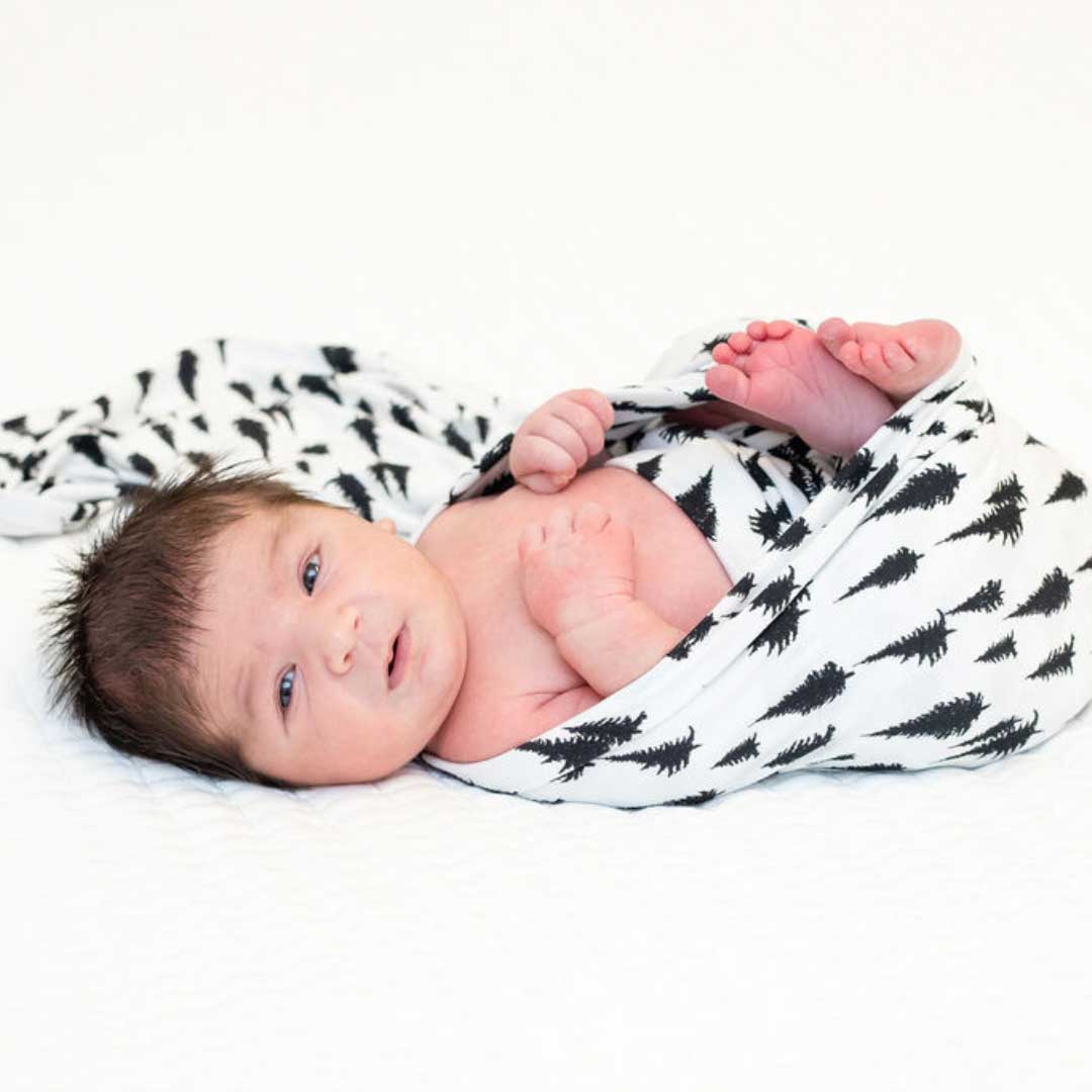 Stretchy Swaddle Blanket - Monochrome Pine Tree