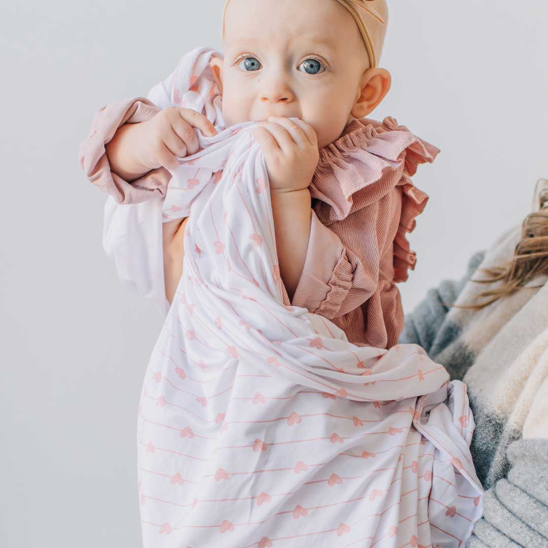 Stretchy Swaddle Blanket - Pink Heart