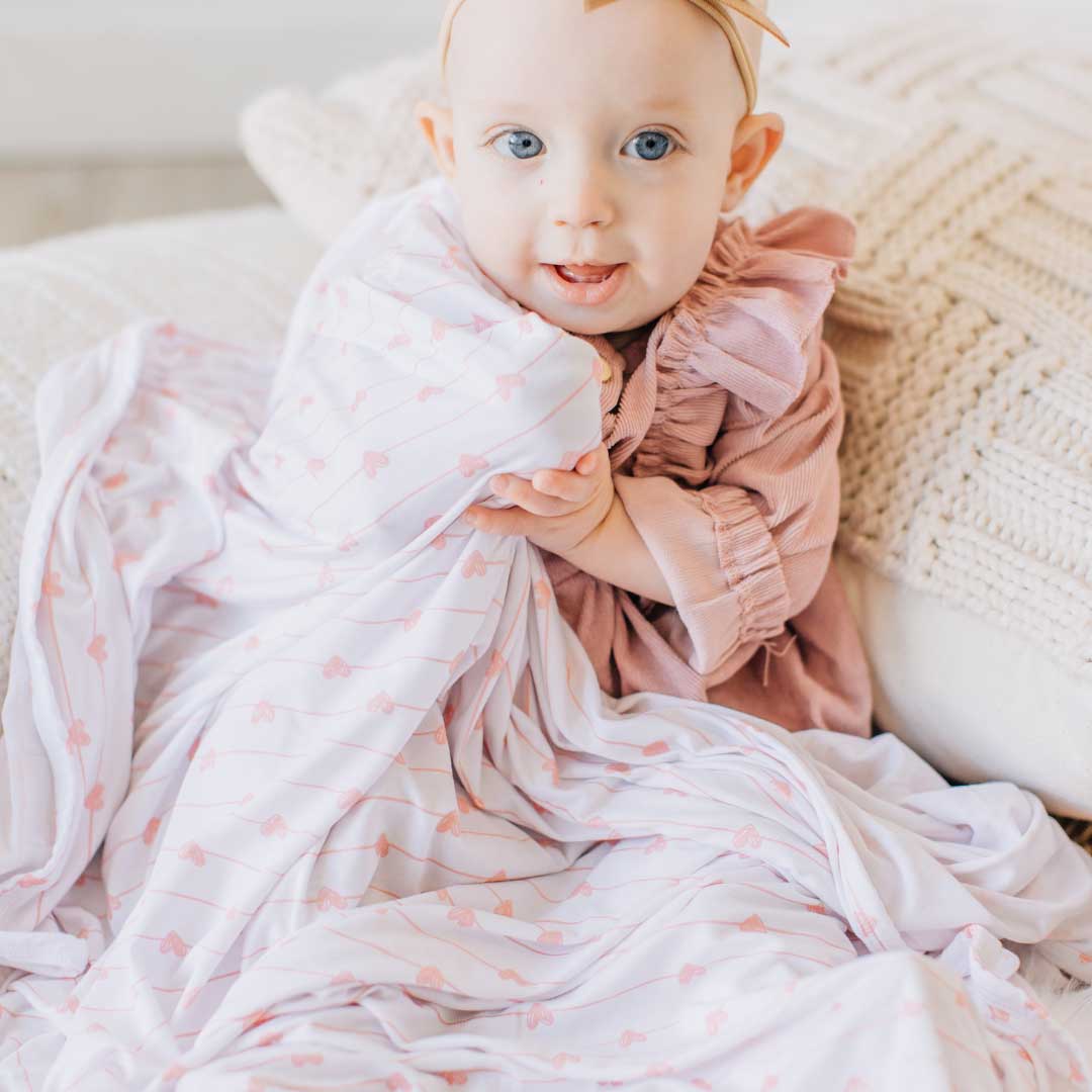 Stretchy Swaddle Blanket - Pink Heart