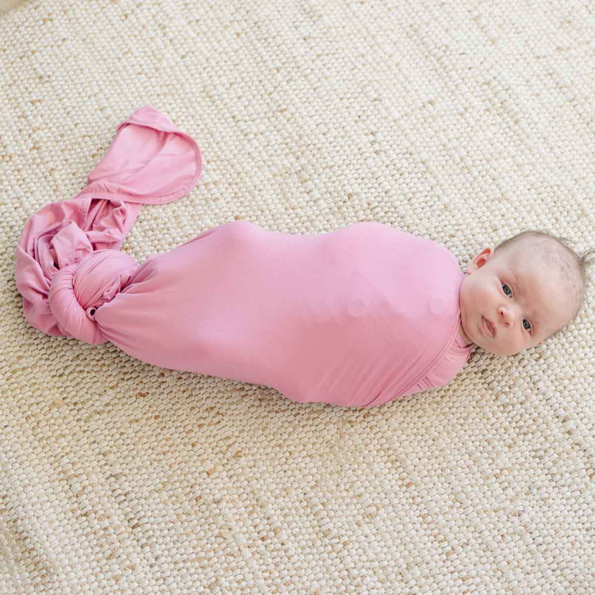 solid pink swaddle blanket, stretchy swaddle blanket, mauve pink swaddling wrap, hospital photo blanket