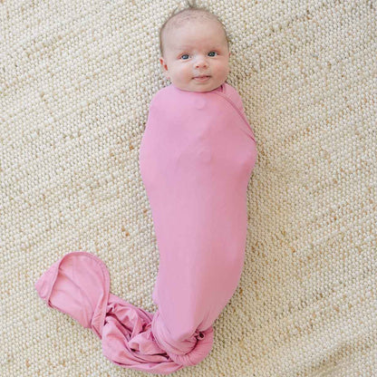 solid pink swaddle blanket, stretchy swaddle blanket, mauve pink swaddling wrap, hospital photo blanket