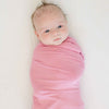 solid pink swaddle blanket, stretchy swaddle blanket, mauve pink swaddling wrap, hospital photo blanket