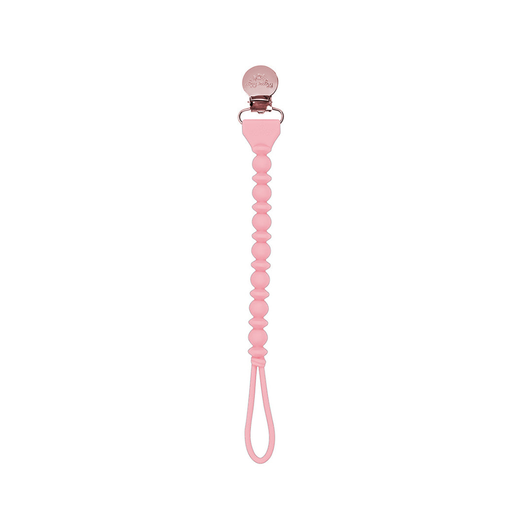 Beaded Pacifier Clip - Pink