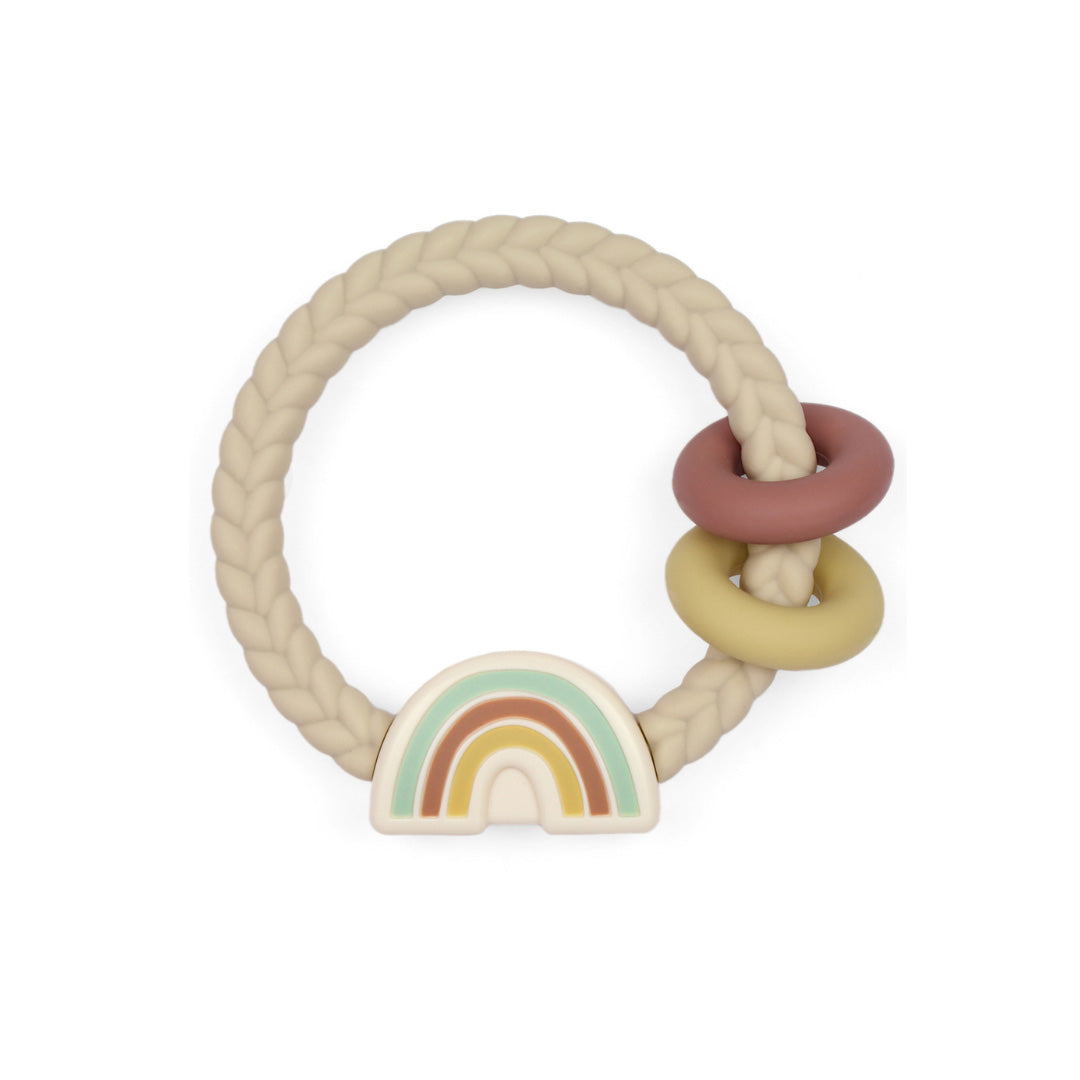 Teething Ring Rattle - Neutral rainbow