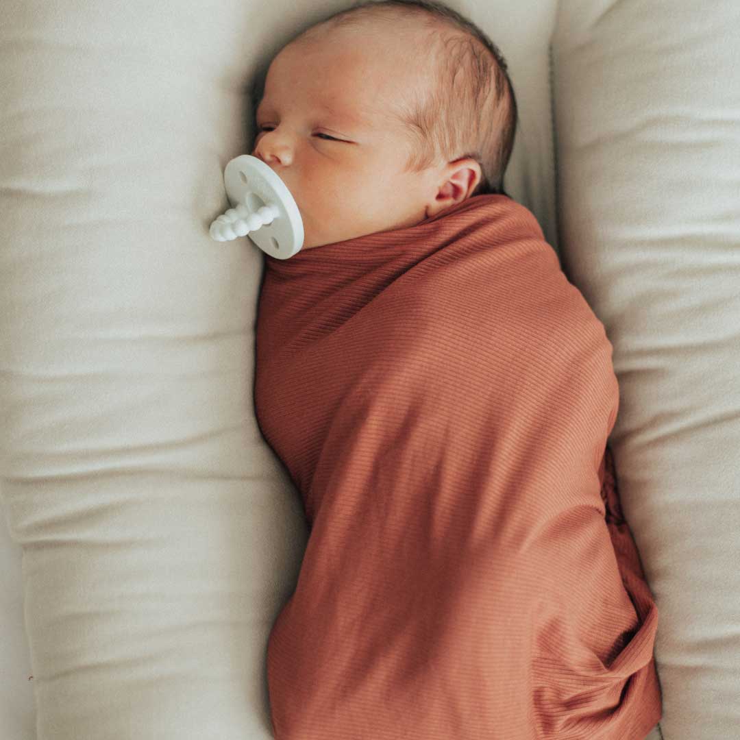 ribbed knit swaddle blanket, stretchy ribbed blanket, rust orange baby blanket, receiving blanket, newborn photo props