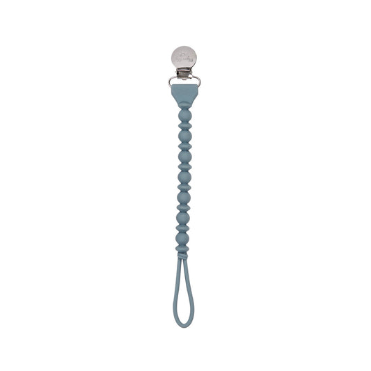 Beaded Pacifier Clip - Storm Gray